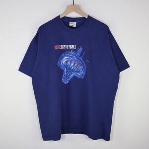 Vintage Nike Basketball Graphic T-Shirt Navy Blue Mens XL  25x29.5